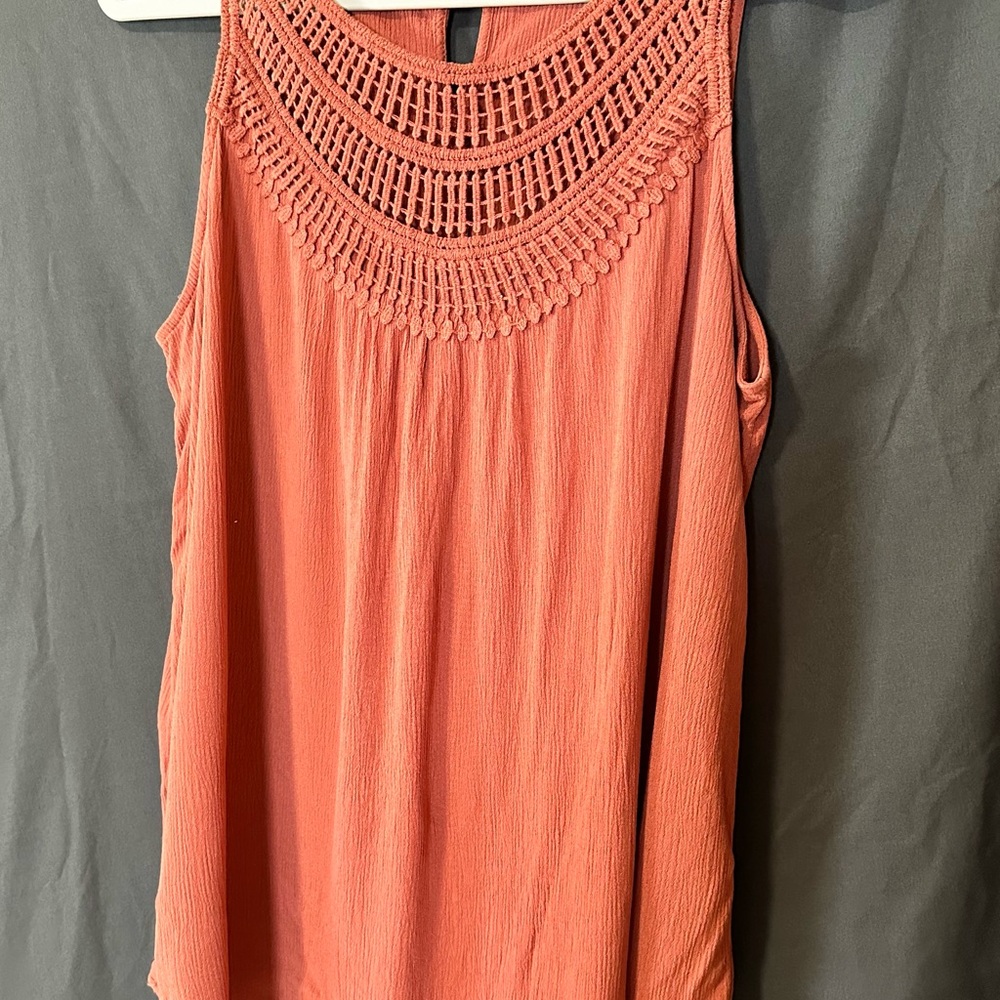 Maurices Coral Crochet Detail Tank Top